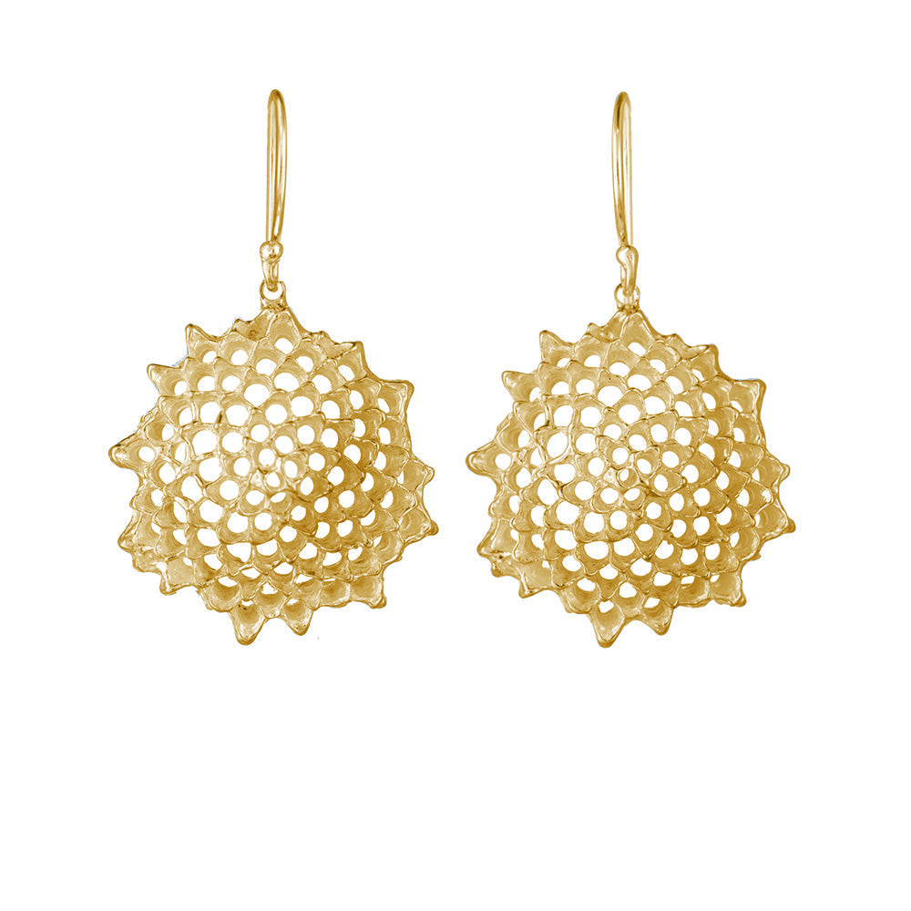 Large Open Sunflower Earrings