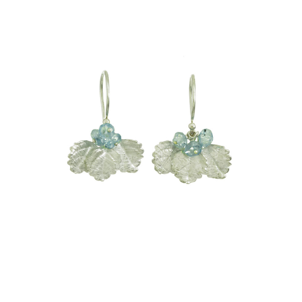 Three Strawberry Leaves with Stones Earrings