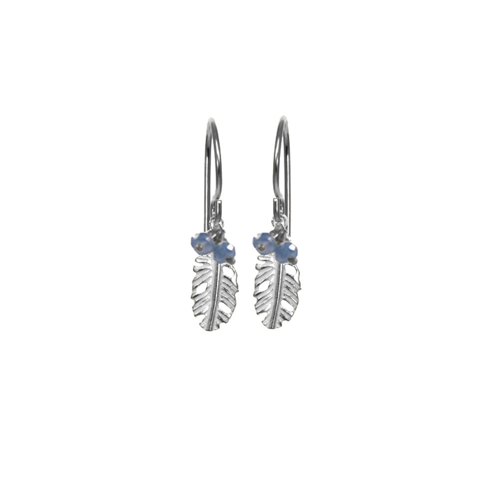 Small Feather Earrings with Stones