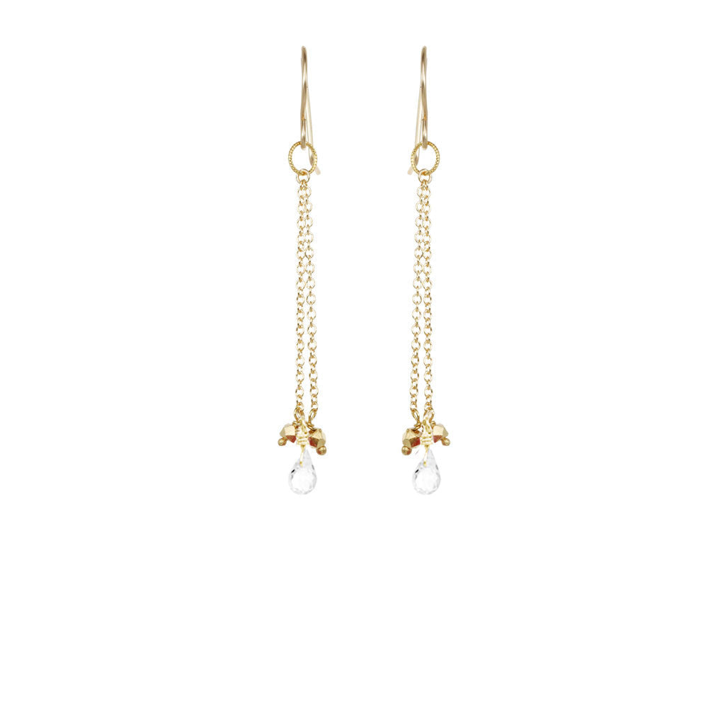 Briolette with Stone Chain Earrings
