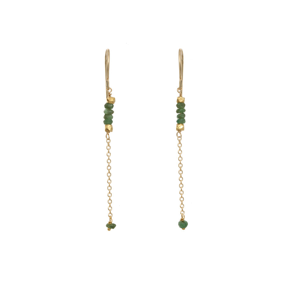 Rondelle Bar Earrings  - Green Garnet