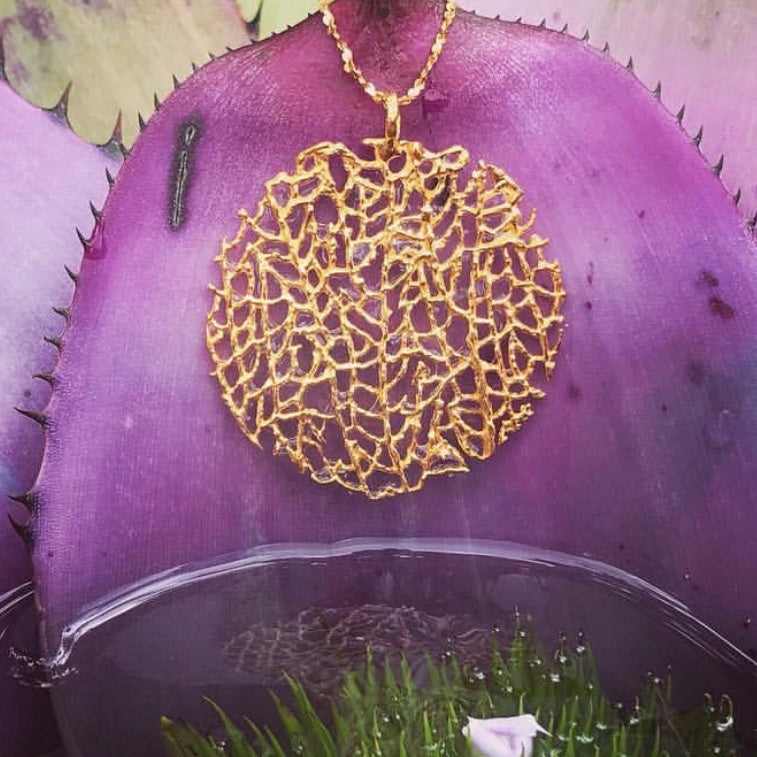 Large Coral Disc Necklace