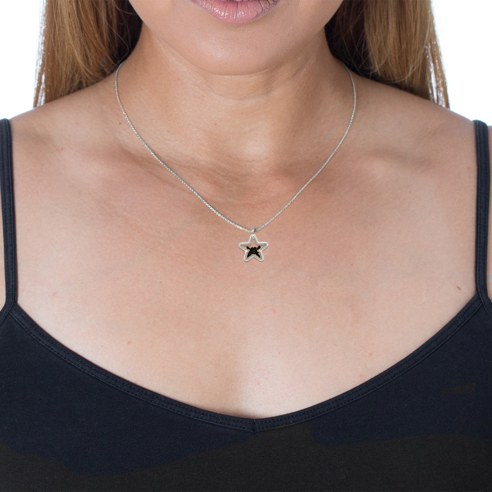 Heart Shaker Necklace with Black Spinel