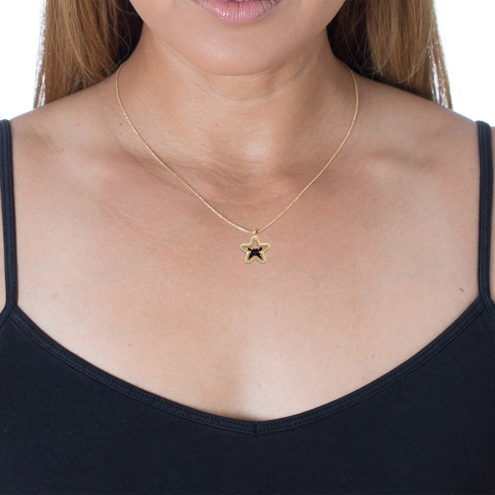 Heart Shaker Necklace with Black Spinel