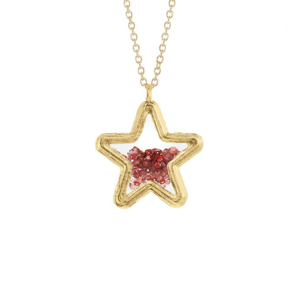 Large Star Shaker Birthstone Necklace