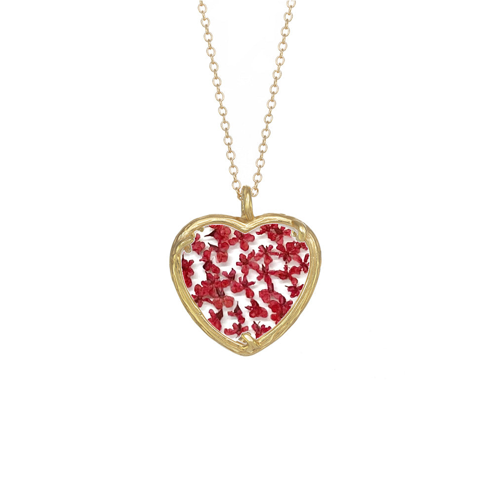 Large Flower Burst Heart Necklace