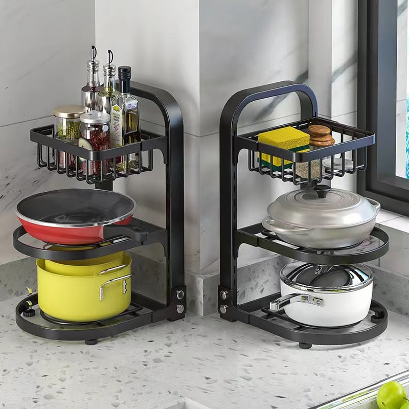 Spice Bottle Rack Pots and Pans Organizer Rack Multi-layer Pot Cover Storage Rack Pots Lids Storage Holder Kitchen storage