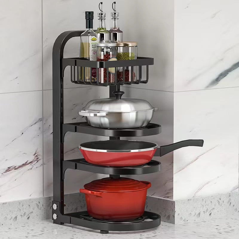 Spice Bottle Rack Pots and Pans Organizer Rack Multi-layer Pot Cover Storage Rack Pots Lids Storage Holder Kitchen storage