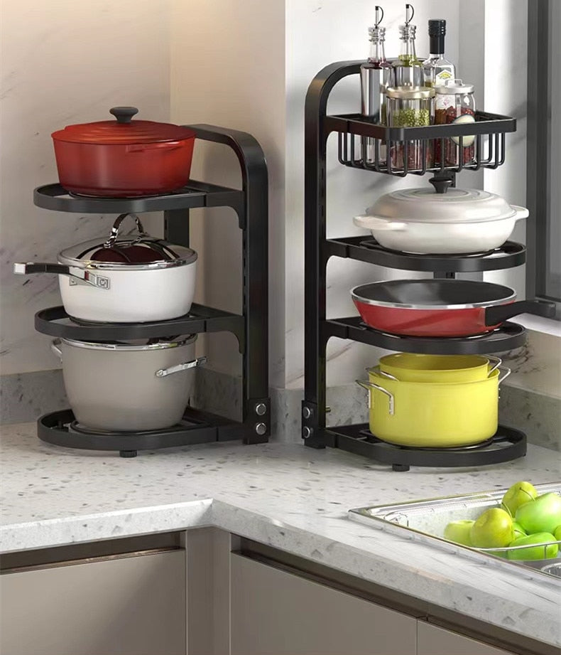 Spice Bottle Rack Pots and Pans Organizer Rack Multi-layer Pot Cover Storage Rack Pots Lids Storage Holder Kitchen storage