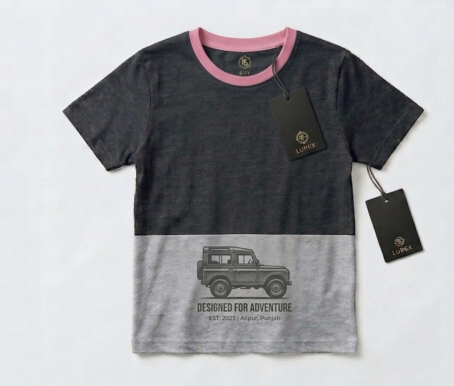 Lurex Adventure Rider Bicycle T Shirt with Pink Contrast Trim