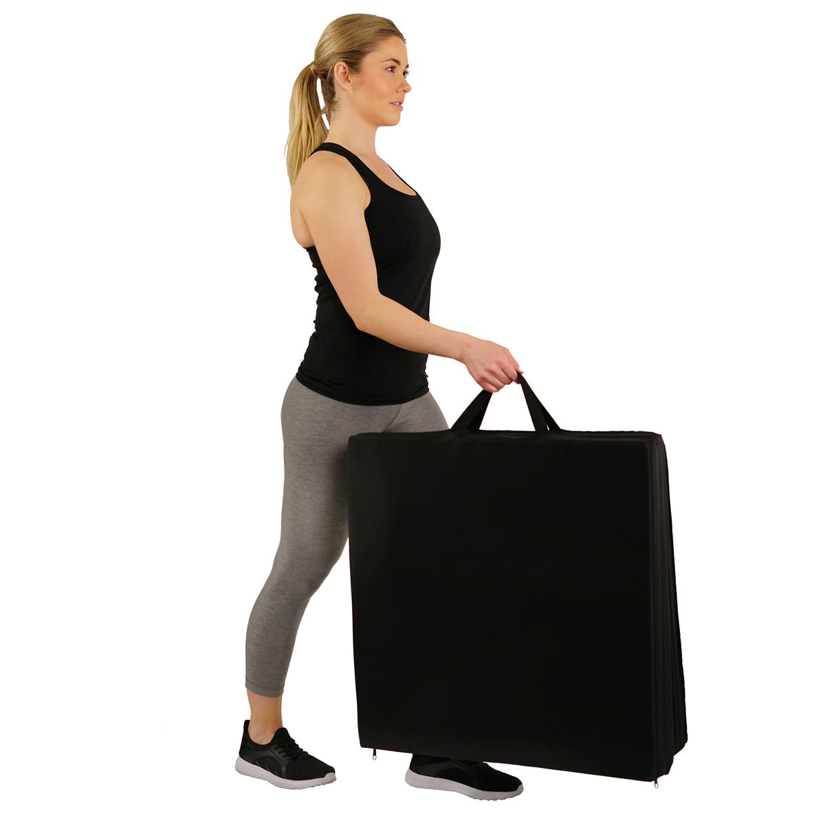 Tri-Folding Exercise Gymnastics Mat - Extra Thick with Carry Handles