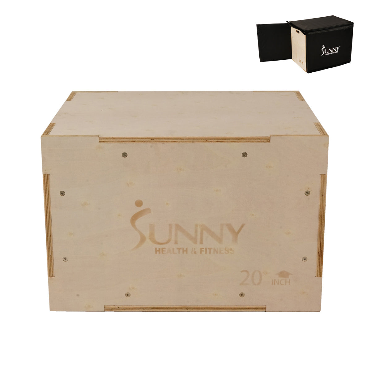 Wood Plyo Box w/ Removable Cover, 500 lb Weight Capacity & 3 in 1 Height Adjustment - 30"/24"/20"