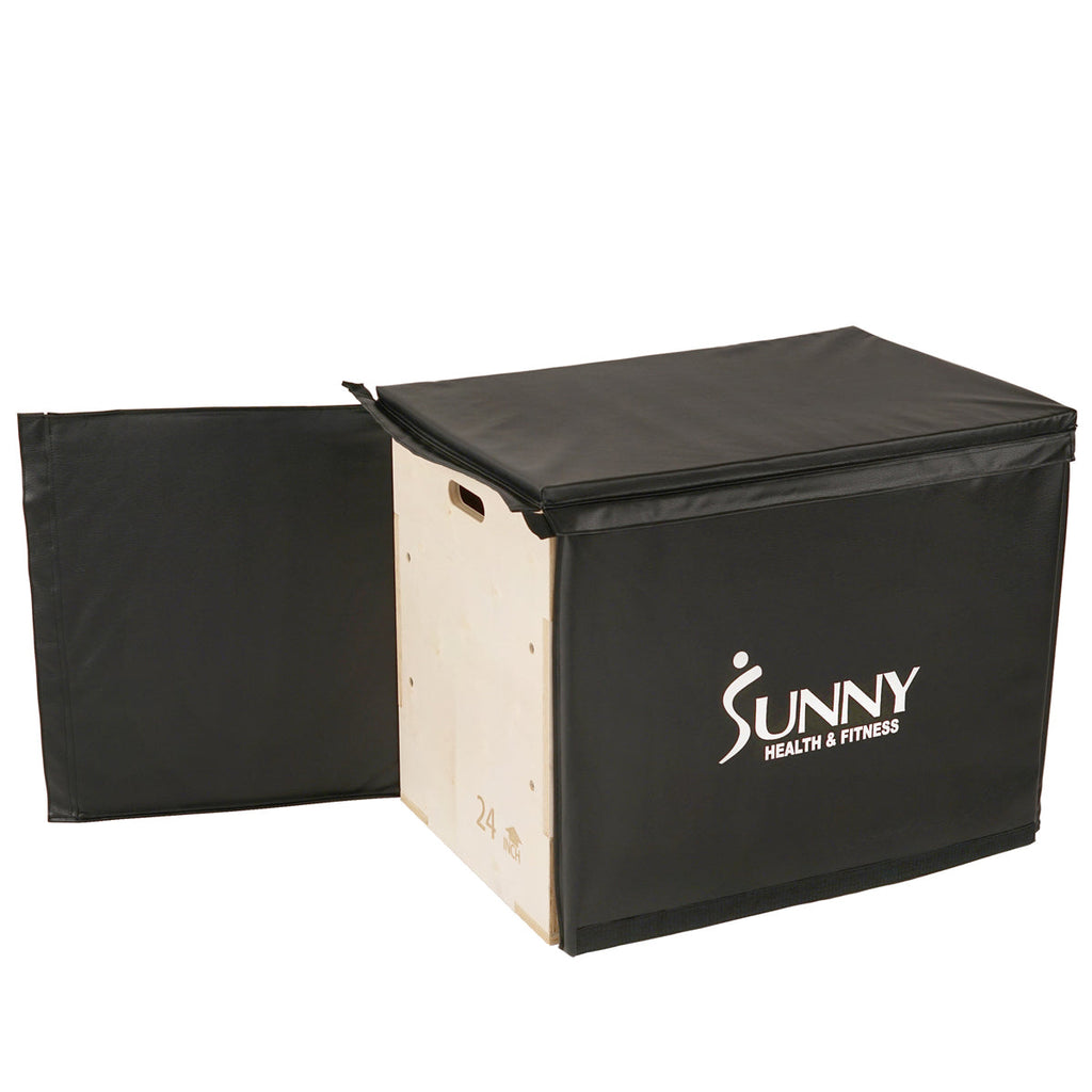 Wood Plyo Box w/ Removable Cover, 500 lb Weight Capacity & 3 in 1 Height Adjustment - 30"/24"/20"