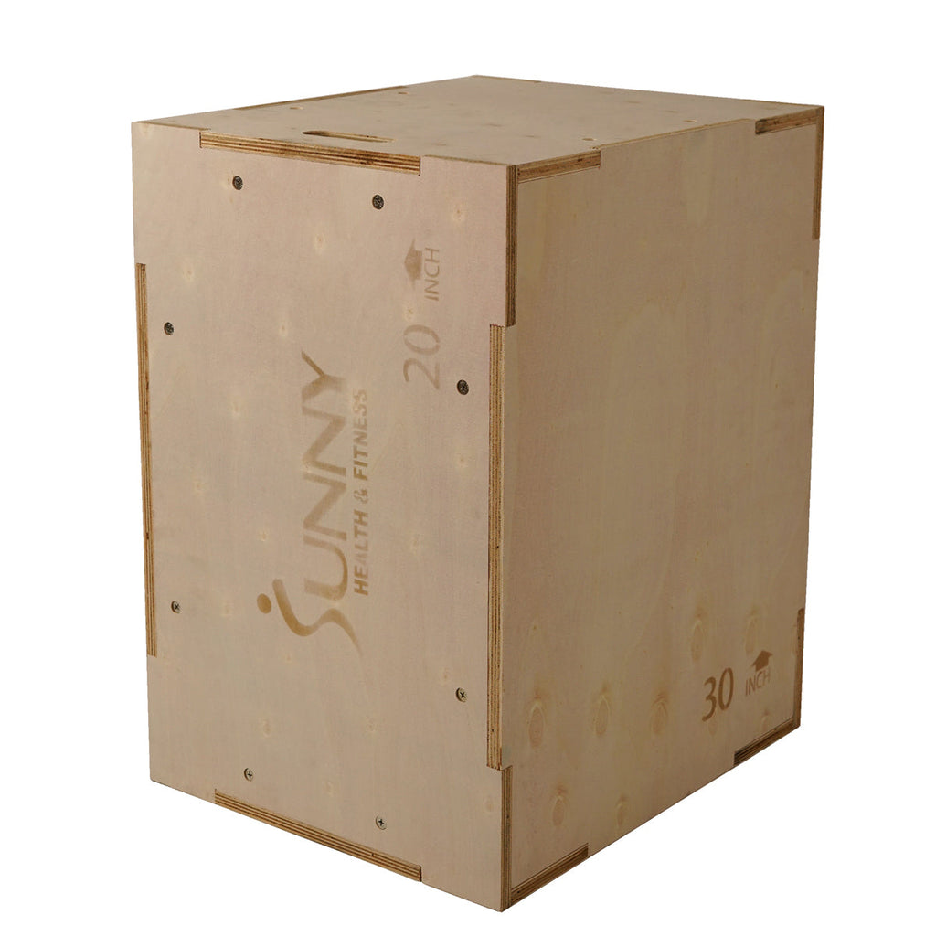 Wood Plyo Box w/ Removable Cover, 500 lb Weight Capacity & 3 in 1 Height Adjustment - 30"/24"/20"