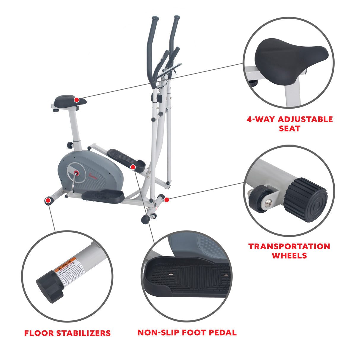 2 in 1 Magnetic Elliptical Upright Bike
