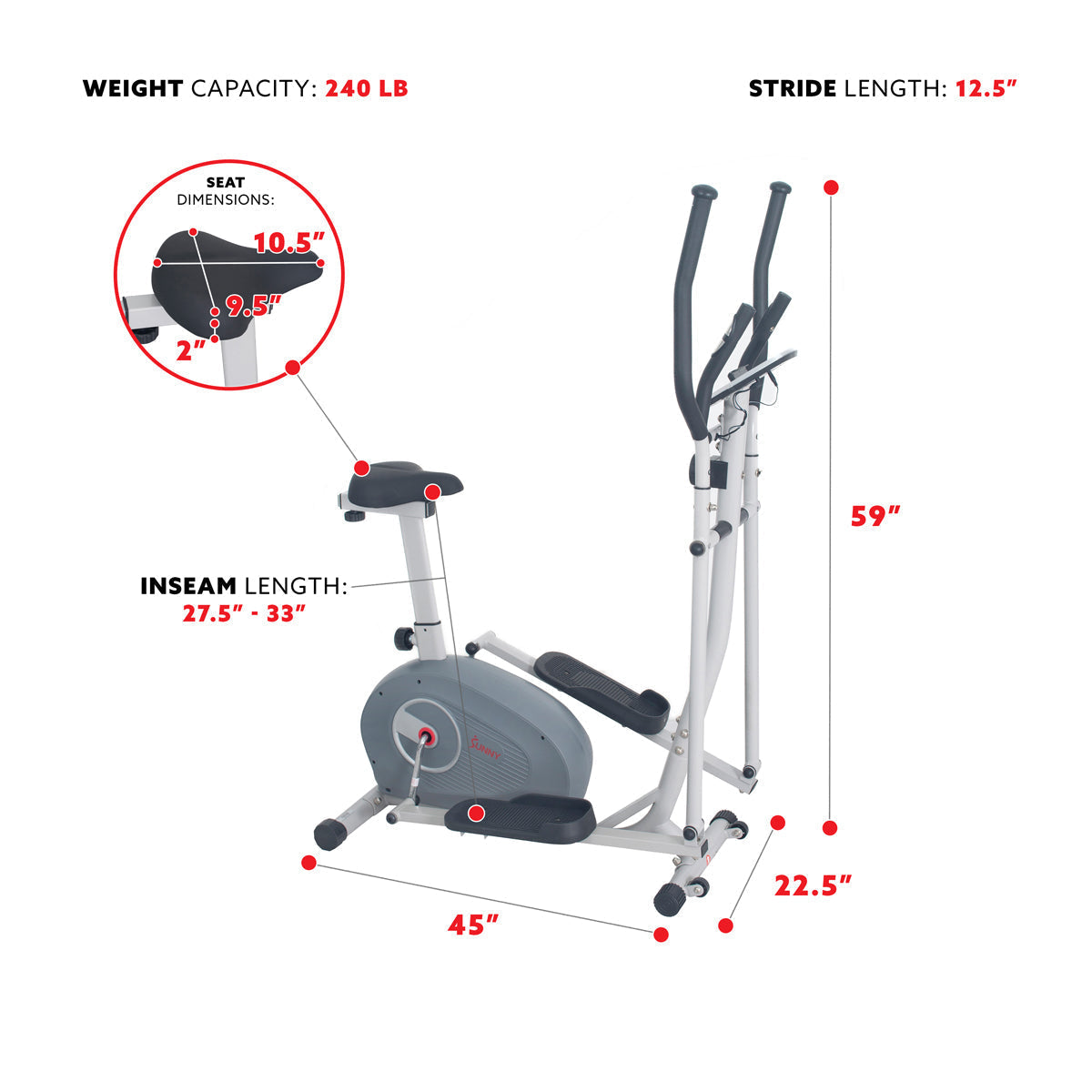 2 in 1 Magnetic Elliptical Upright Bike