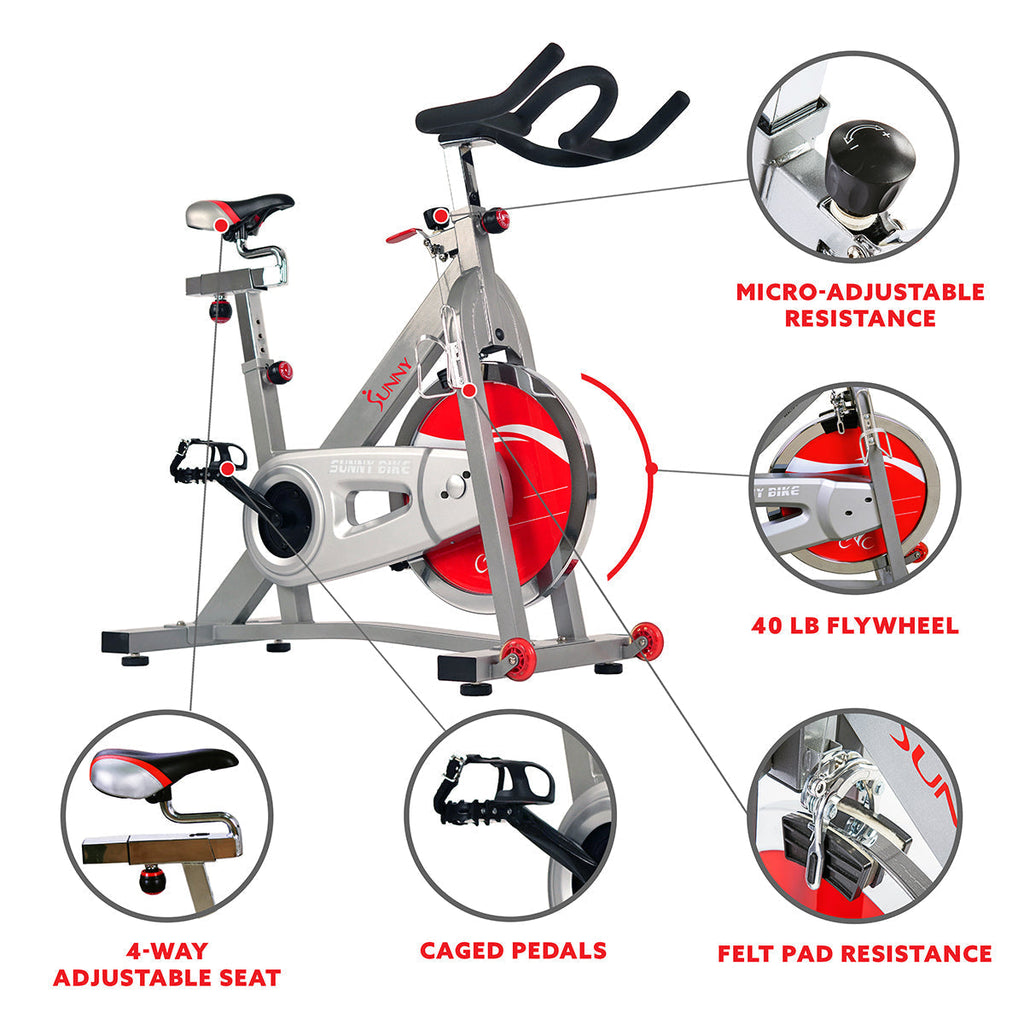 40 lb Flywheel Belt Drive Pro Indoor Cycling Exercise Bike