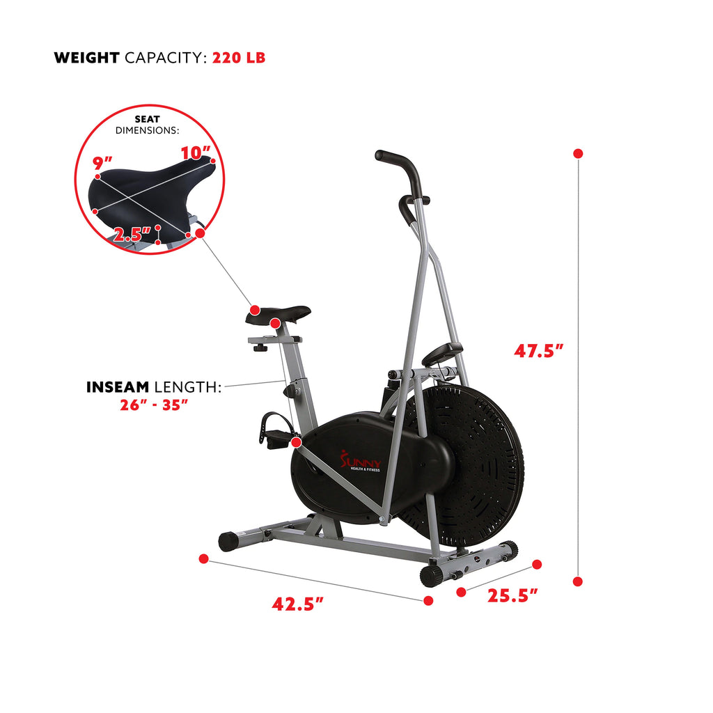 Air Resistance Hybrid Upright Exercise Bike w/ Arm Exercisers