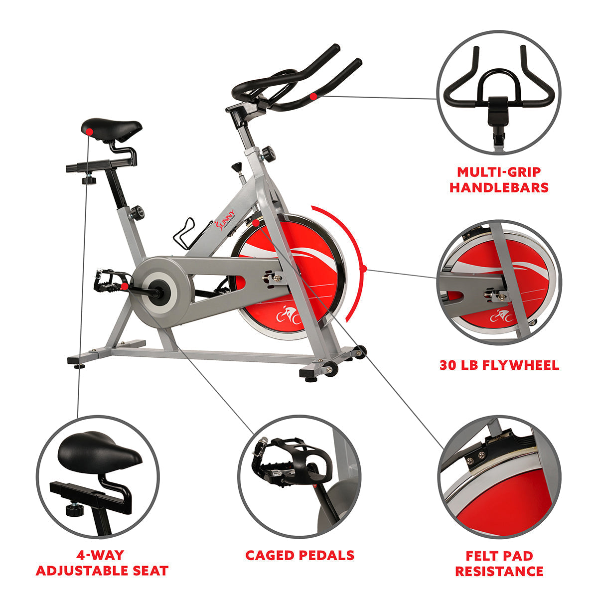 Chain Drive Indoor Cycling Trainer Exercise Bike - Silver
