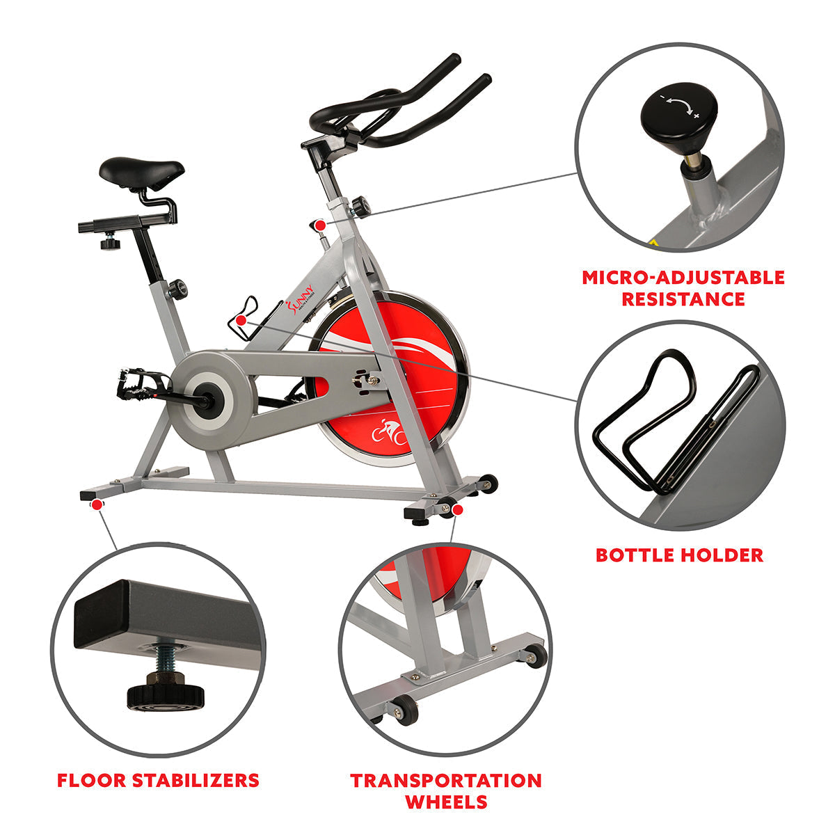 Chain Drive Indoor Cycling Trainer Exercise Bike - Silver