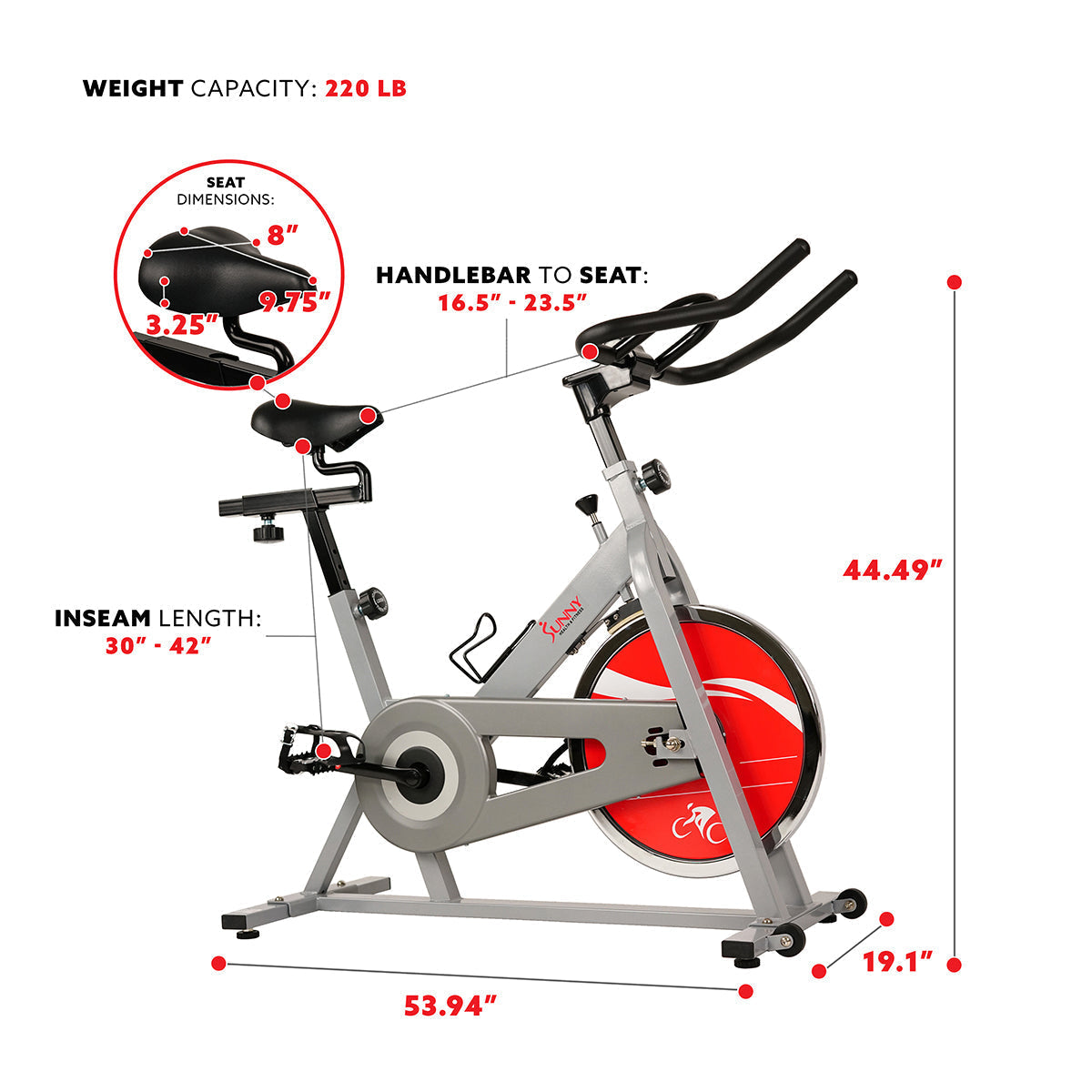 Chain Drive Indoor Cycling Trainer Exercise Bike - Silver