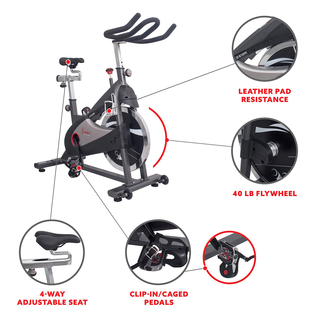 Clipless Pedal Premium Indoor Cycling Exercise Bike with Chain Drive