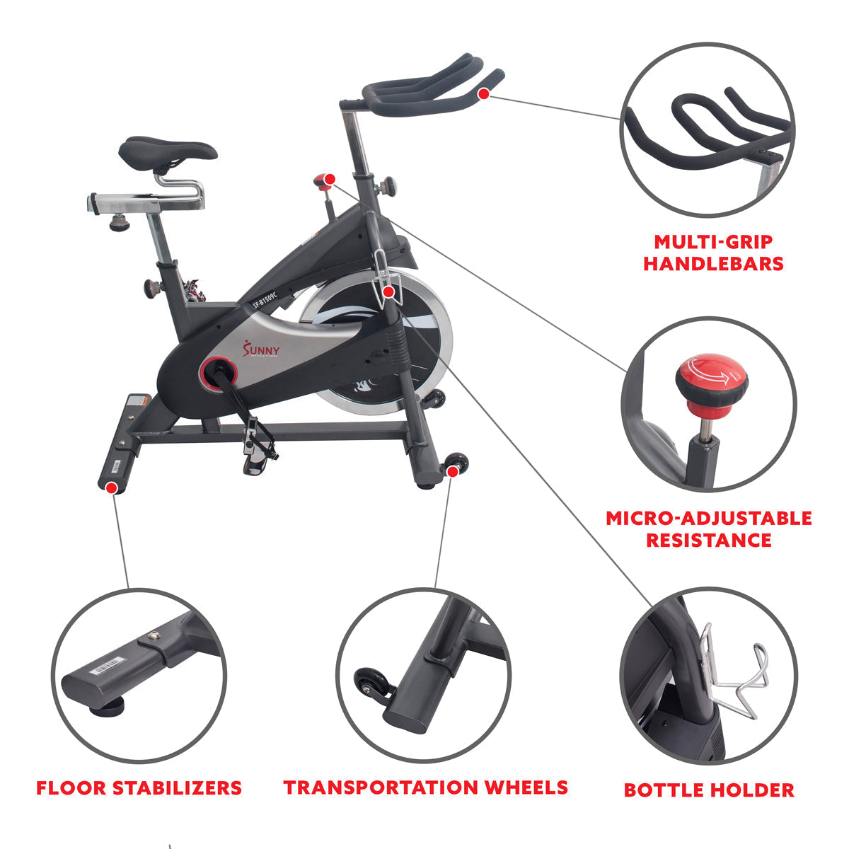 Clipless Pedal Premium Indoor Cycling Exercise Bike with Chain Drive