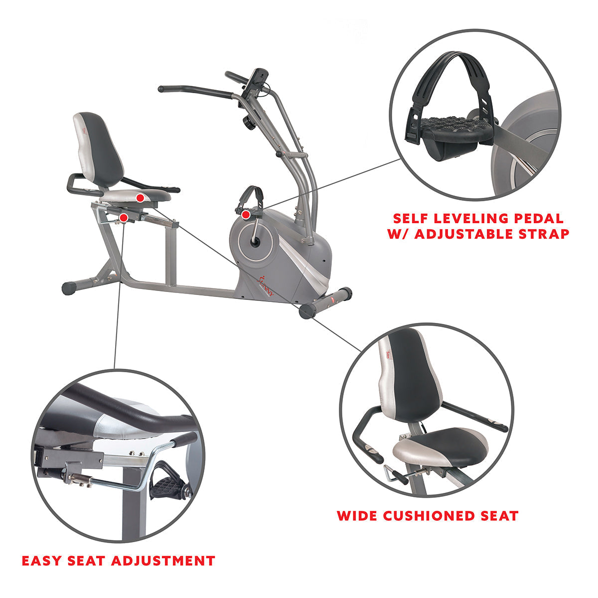 Cross Trainer Magnetic Recumbent Bike with Arm Exercisers