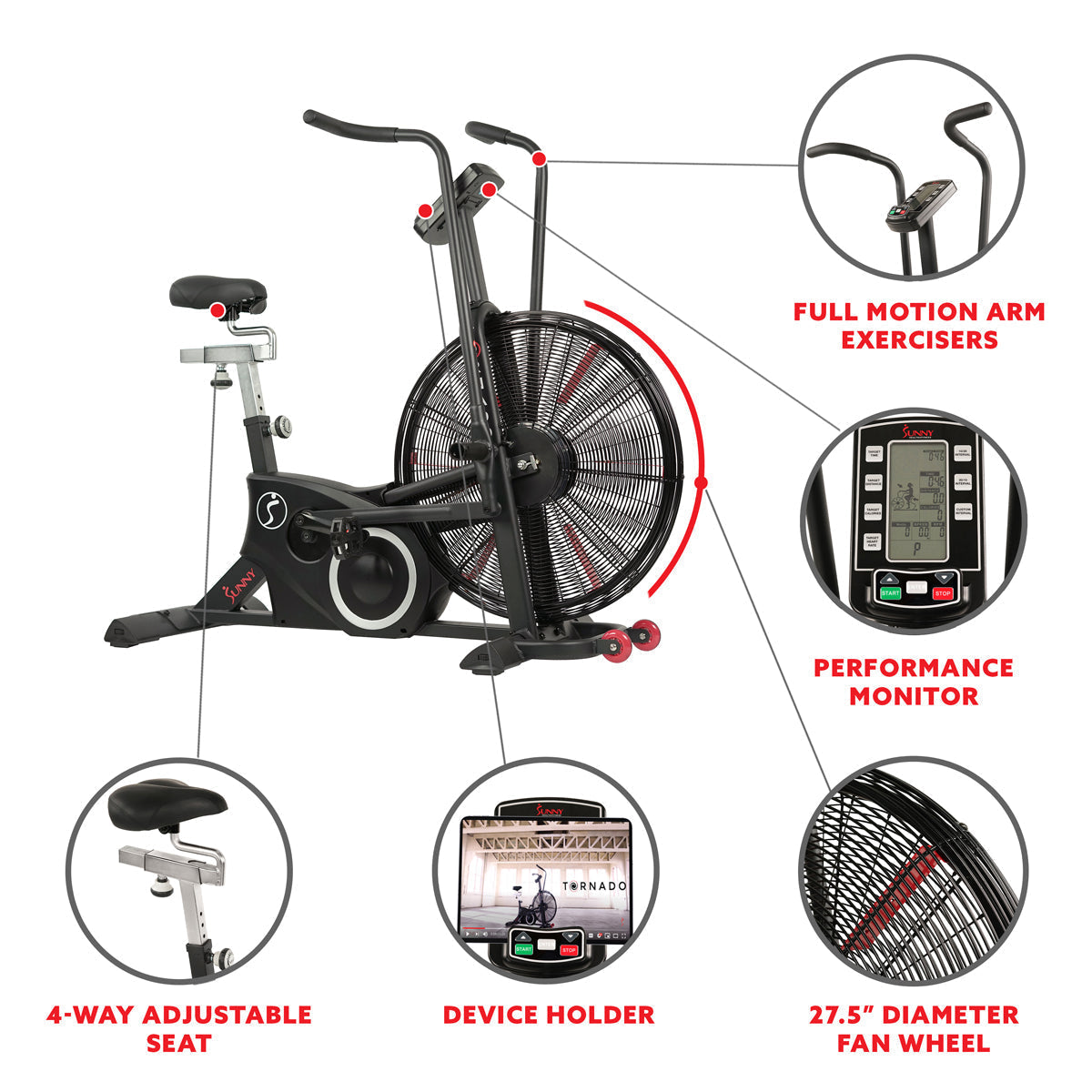 Exercise Fan Bike w/ Heart Rate Compatibility - Tornado LX