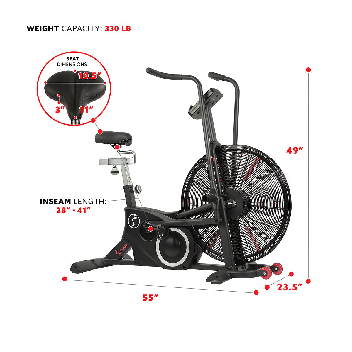 Exercise Fan Bike w/ Heart Rate Compatibility - Tornado LX