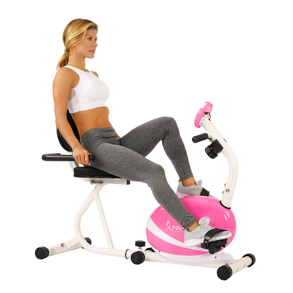 Magnetic Recumbent Bike Exercise Bike, 220lb Capacity, Monitor, Pulse Rate Monitoring