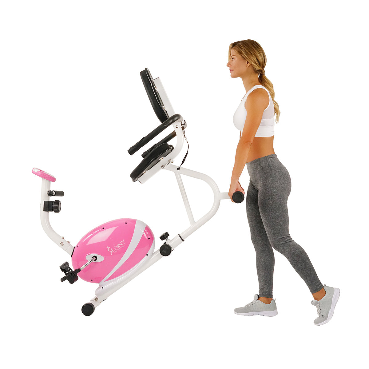 Magnetic Recumbent Bike Exercise Bike, 220lb Capacity, Monitor, Pulse Rate Monitoring