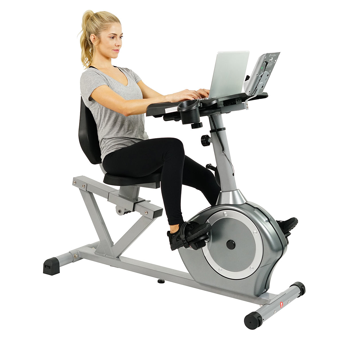 Magnetic Recumbent Desk Exercise Bike, 350lb High Weight Capacity, Monitor
