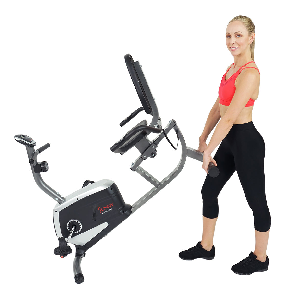 Magnetic Recumbent Exercise Bike, 300 lb Capacity & Easy Adjustable Seat
