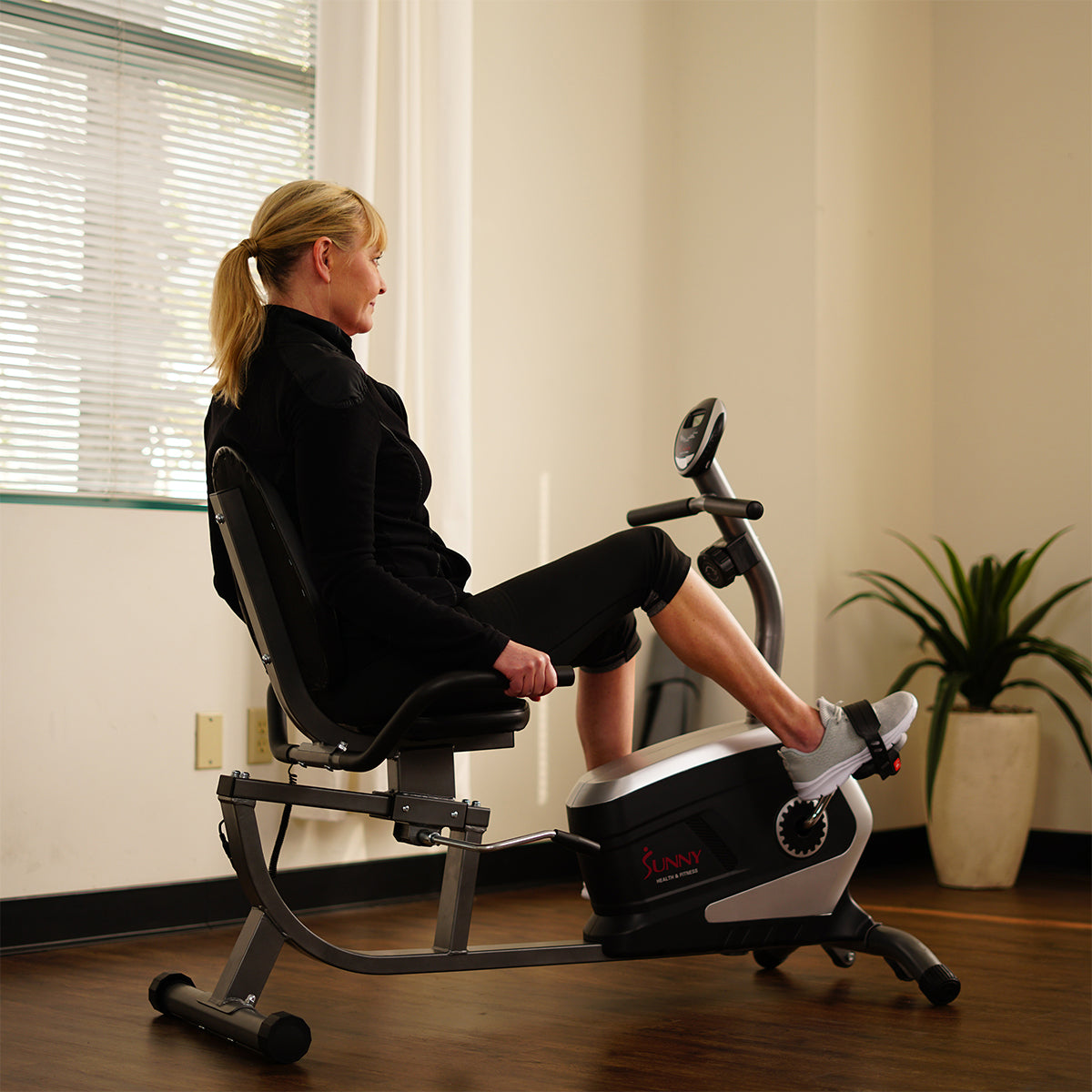 Magnetic Recumbent Exercise Bike, 300 lb Capacity & Easy Adjustable Seat