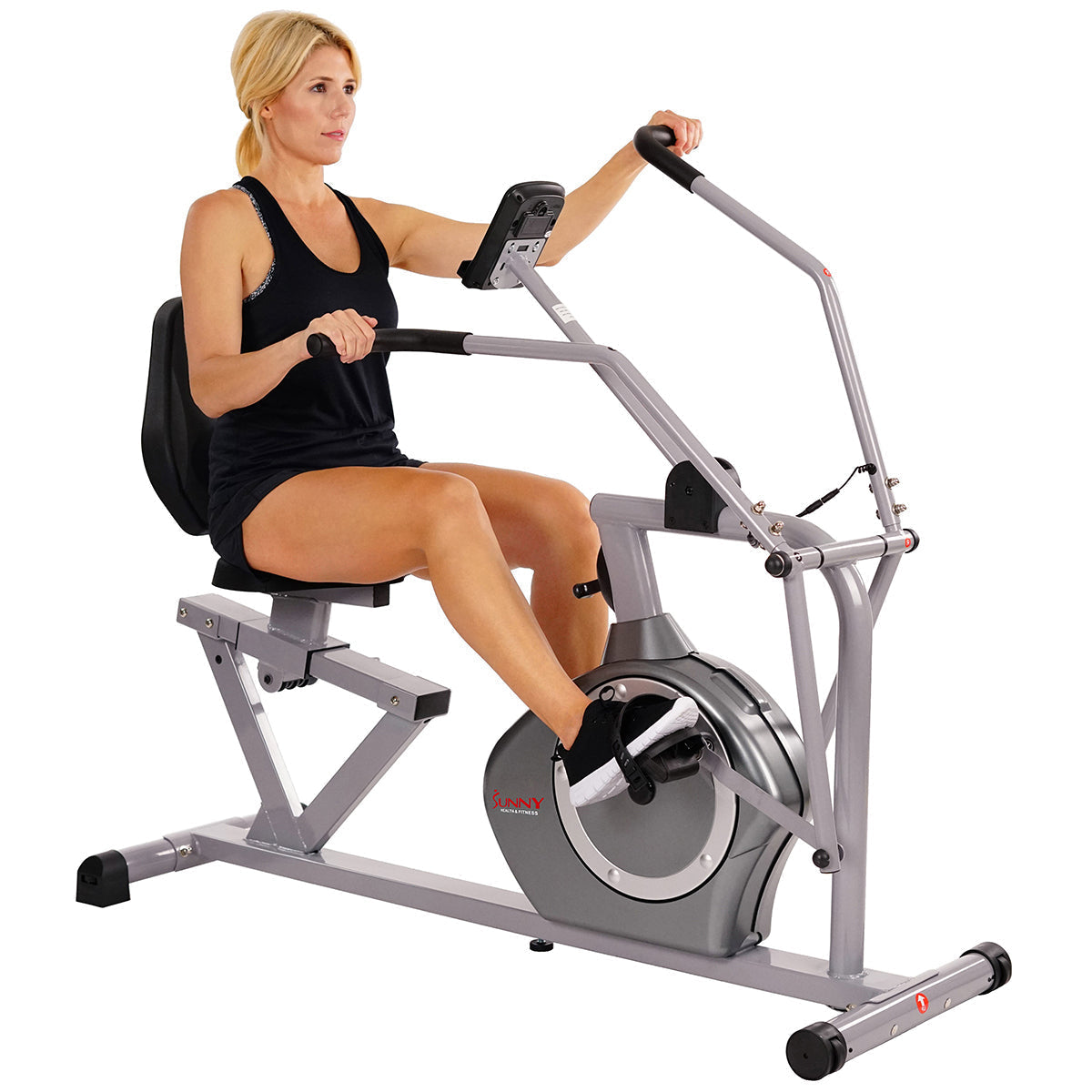 Magnetic Recumbent Exercise Bike, 350lb High Weight Capacity, Arm Exercisers, Monitor, Pulse Rate