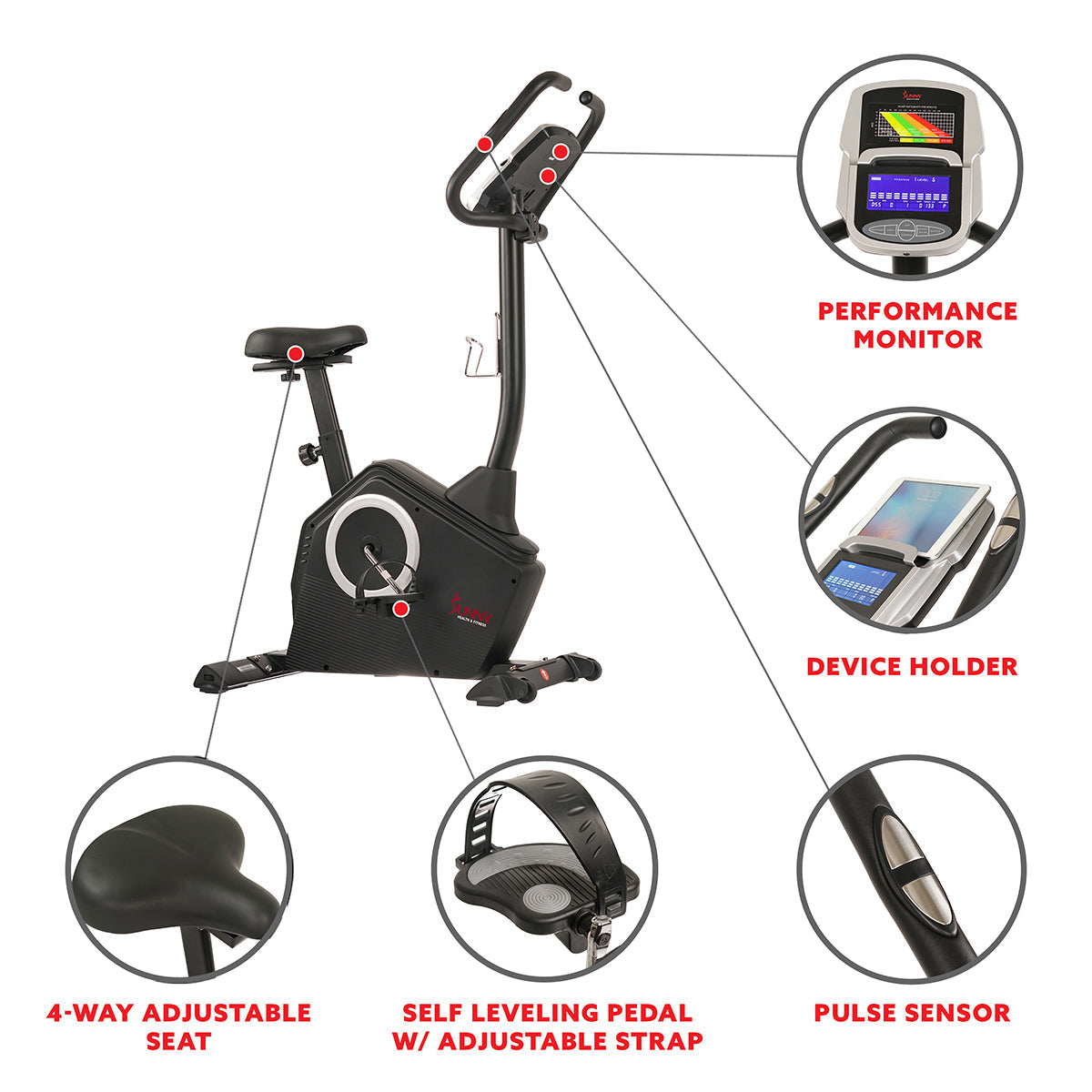 Magnetic Upright Exercise Bike with Programmable Monitor and Pulse Rate Monitoring