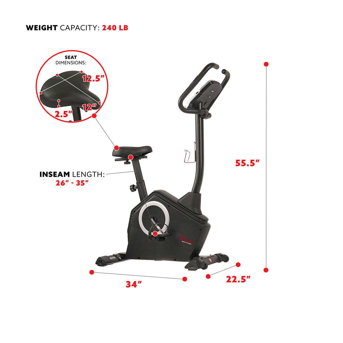 Magnetic Upright Exercise Bike with Programmable Monitor and Pulse Rate Monitoring