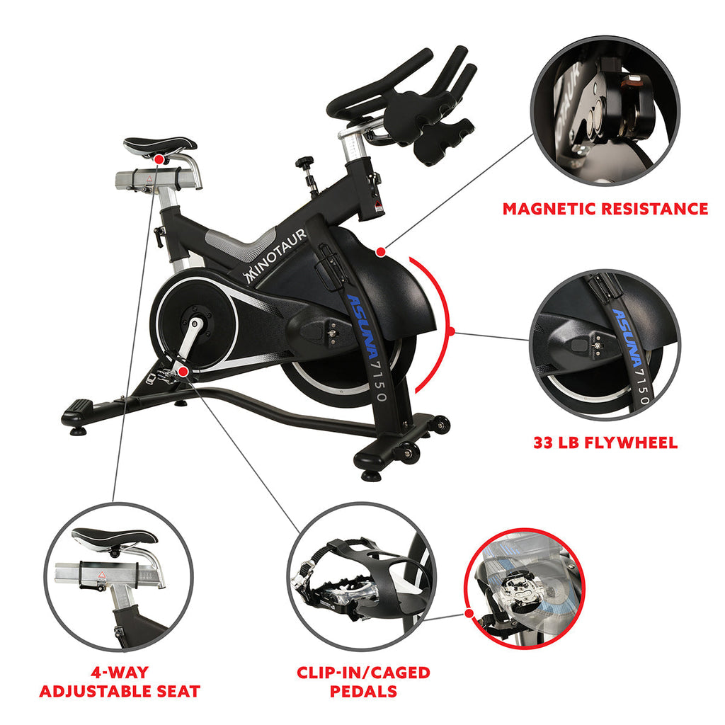 Minotaur Cycle Exercise Bike - Magnetic Belt Drive High Weight Capacity Indoor Cycling Bike