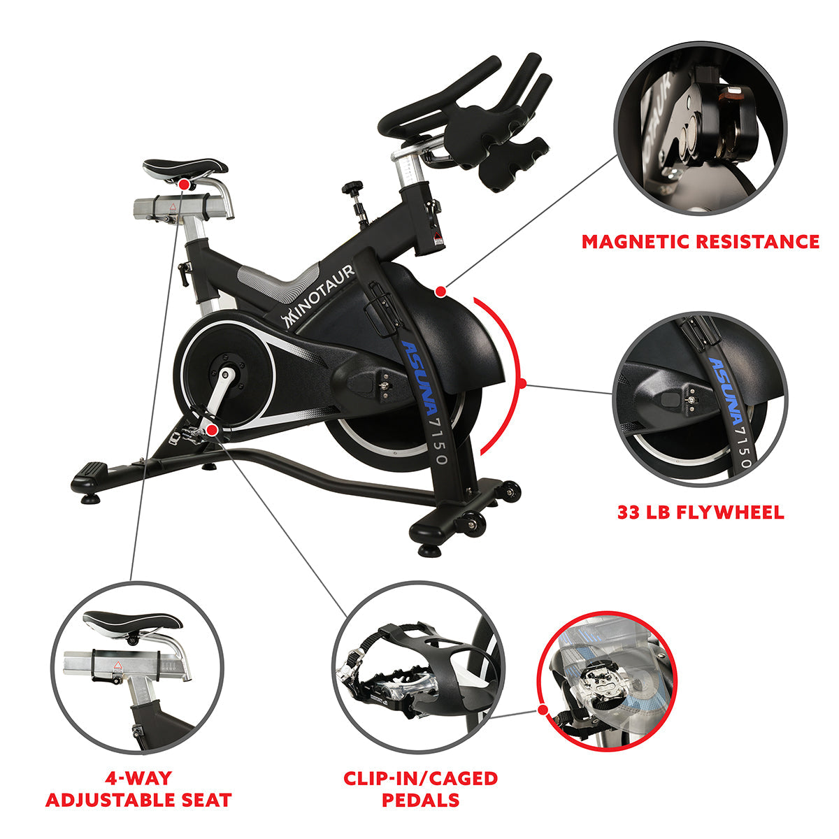 Minotaur Cycle Exercise Bike - Magnetic Belt Drive High Weight Capacity Indoor Cycling Bike