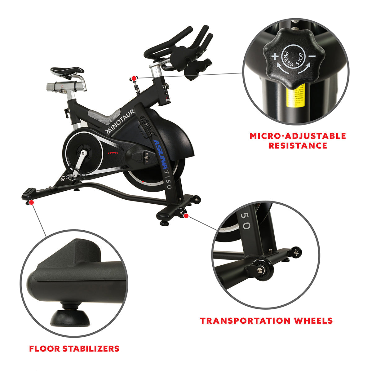 Minotaur Cycle Exercise Bike - Magnetic Belt Drive High Weight Capacity Indoor Cycling Bike