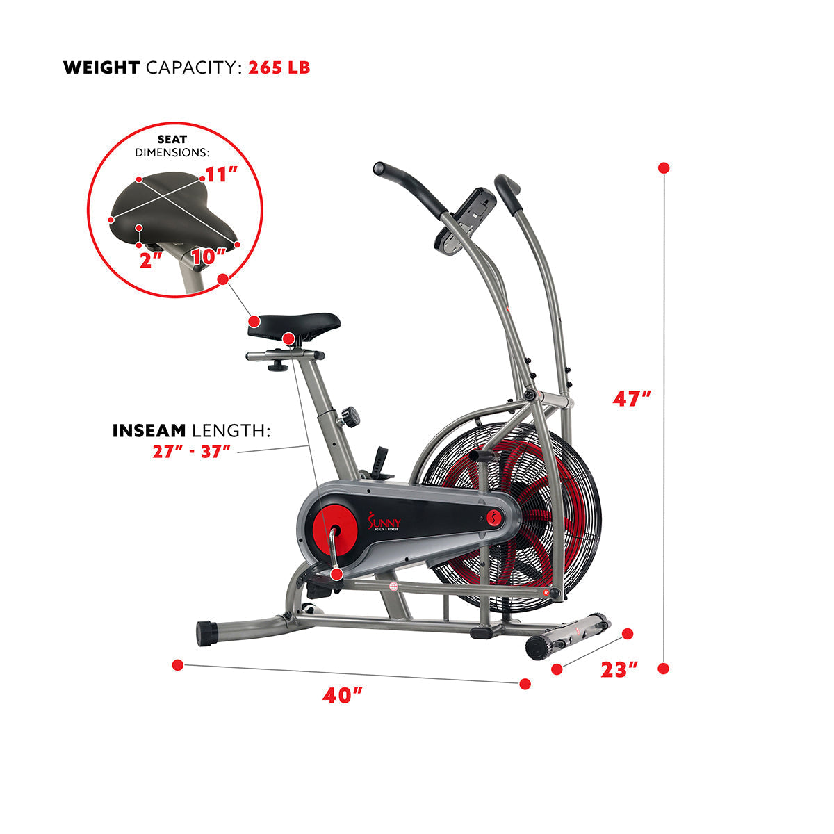 Motion Air Bike, Fan Exercise Bike with Unlimited Resistance and Device Holder