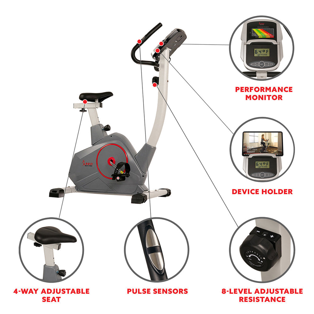 Upright Exercise Bike with Performance Monitor, Device Holder, 275 LB Max User Weight