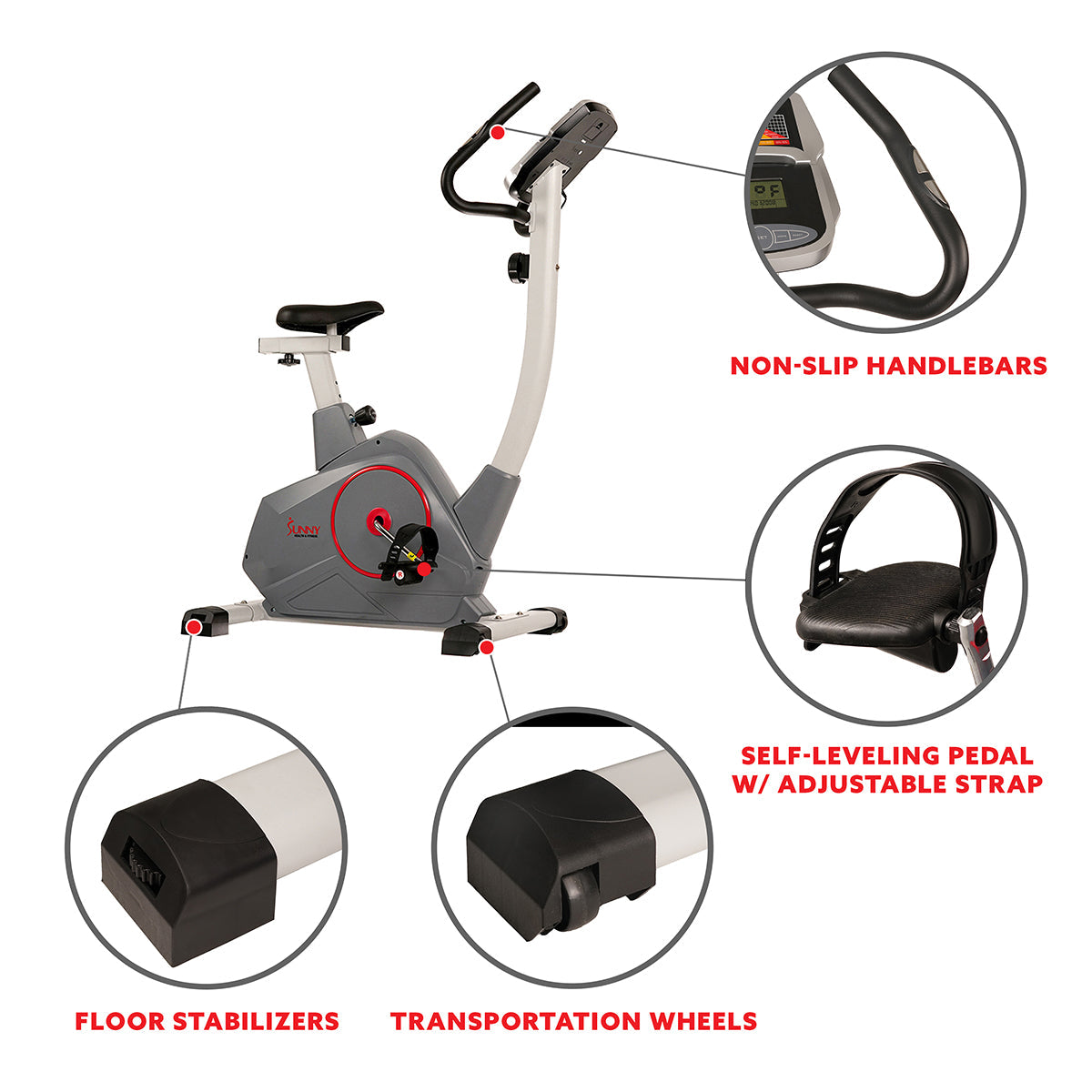 Upright Exercise Bike with Performance Monitor, Device Holder, 275 LB Max User Weight