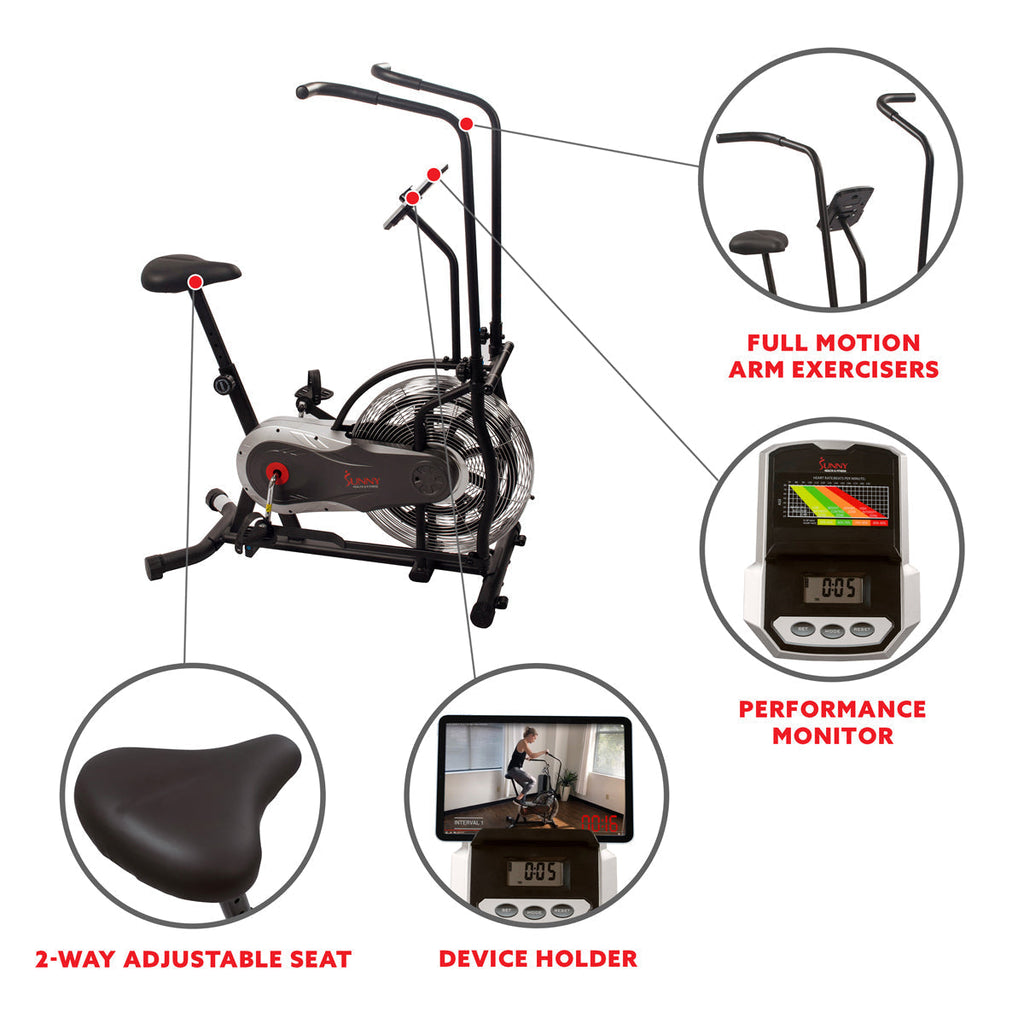 Zephyr Air Bike, Fan Exercise Bike w/ Unlimited Resistance, Adjustable Handlebars