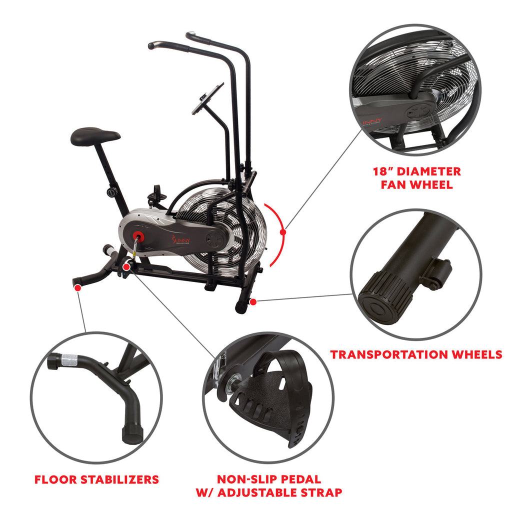 Zephyr Air Bike, Fan Exercise Bike w/ Unlimited Resistance, Adjustable Handlebars