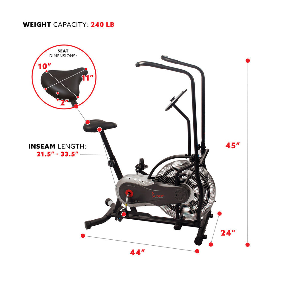 Zephyr Air Bike, Fan Exercise Bike w/ Unlimited Resistance, Adjustable Handlebars