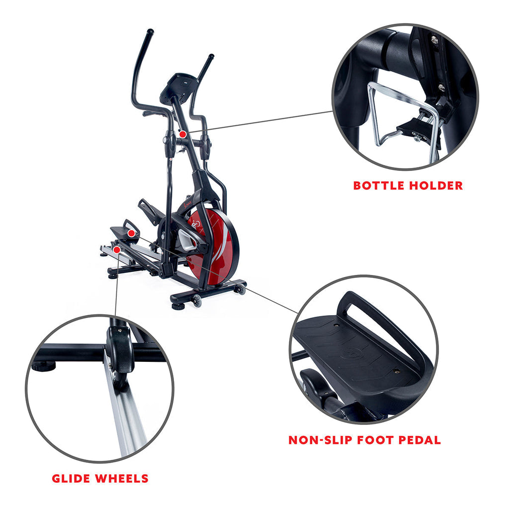 Magnetic Elliptical Machine w/ Device Holder, LCD Monitor and Heart Rate Monitoring - Stride Zone
