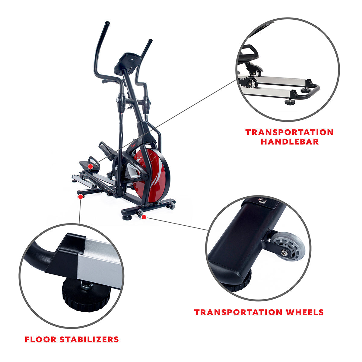 Magnetic Elliptical Machine w/ Device Holder, LCD Monitor and Heart Rate Monitoring - Stride Zone