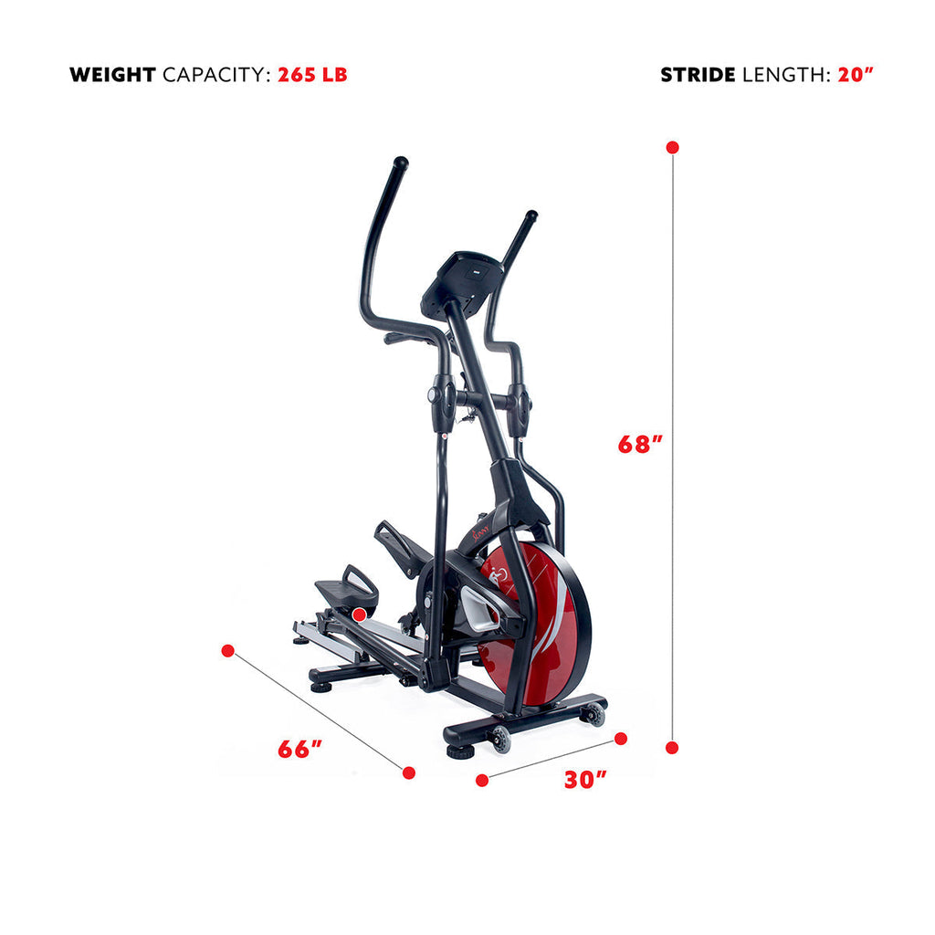 Magnetic Elliptical Machine w/ Device Holder, LCD Monitor and Heart Rate Monitoring - Stride Zone